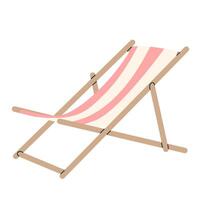 Pink sun lounge in flat style isolated on white background. Summer clipart. vector