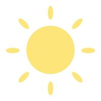 Sun in flat style isolated on white background. Summer clipart. vector