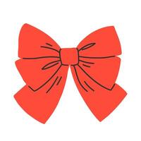 Red bow isolated on white background. Clipart flat illustration. vector