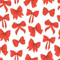 Seamless pattern with red bows on a white background. vector