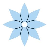 Blue flower in flat style isolated on white background. Summer clipart. vector