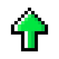Up arrow pixel art isolated on a white background. 8 bit illustration. vector
