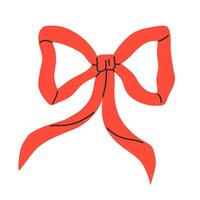 Red thin bow isolated on white background. Clipart bow flat illustration. vector