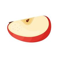 Red ripe apple segment slice, fresh garden fruit. Hand drawn food clipart. slice of fresh Red apple fruit, Flat style isolated on transparent background. Red Delicious illustration vector