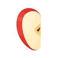 Red ripe apple segment slice, fresh garden fruit. Hand drawn food clipart. slice of fresh Red apple fruit, Flat style isolated on transparent background illustration vector