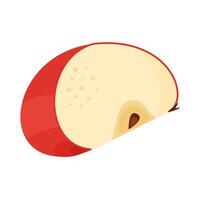 Red ripe apple segment slice, fresh garden fruit. Hand drawn food clipart. slice of fresh Red apple fruit, Flat style isolated on transparent background. Red Delicious icon vector