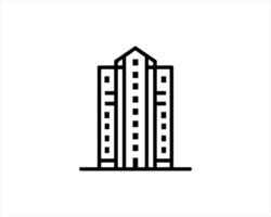 A building icon in black and white vector