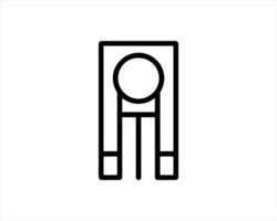 A black and white icon of a person standing in front of a door vector