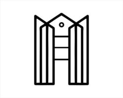 A black and white line drawing of a building vector
