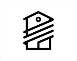 A black and white icon of a house with a roof vector