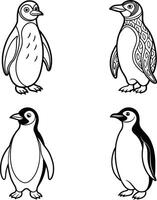 Group of bird sketch outline pages vector