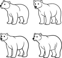 Bear cartoon line drawing with different expressions wildlife illustration coloring page vector
