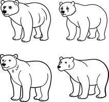 Cartoon bear with different expressions wildlife themed line art for coloring vector
