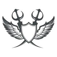 Winged Shield with Crossed Swords vector