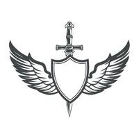 Winged Shield with Sword vector