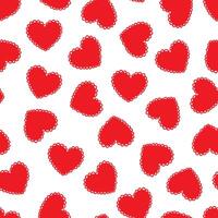 Red hearts with lace edge seamless pattern. Scalloped Edge Heart Valentines day frill texture vector
