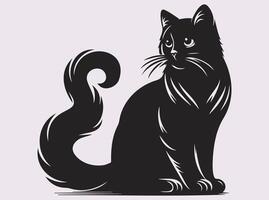Mysterious Black Cat Silhouette with a Bold and Stylish Look vector