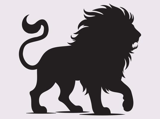 Bold Black Lion Activities Silhouette, Fierce Lion