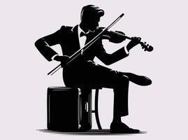 Silhouette of a Violinist in a Live Performance vector