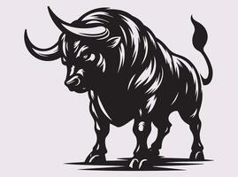 Charging Black Bull Silhouette Representing Power and Energy vector