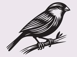 Sparrow in Black Silhouette, Perfect for Bird Lovers and Artists vector