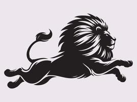 Powerful Running Lion Activities Silhouette, Wild Lion in Motion Design vector
