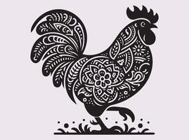Artistic Black Craft Chicken Silhouette for DIY Projects vector