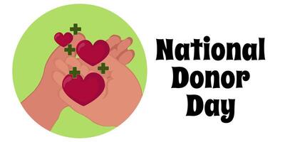 National Donor Day, simple horizontal banner or poster on the topic of health vector
