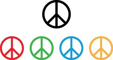 Colorful peace icon set in five colors isolated on white background . illustration vector