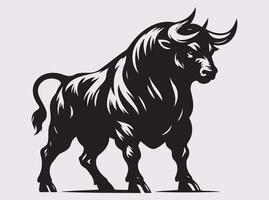 Bold Black Bull Silhouette Symbolizing Strength and Determination vector