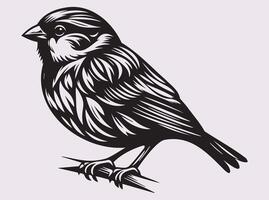 Elegant Black Sparrow Silhouette, Simple Bird Illustration vector