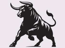 Energetic Black Bull Silhouette Showing Aggression and Power vector