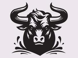 Black Bull Face Silhouette Perfect for Branding and Logo Design with Strong Identity vector