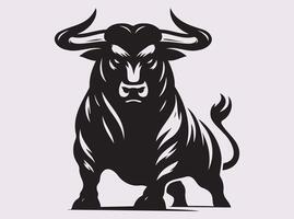 Bold and Fearless Black Bull Silhouette in a Commanding Pose vector