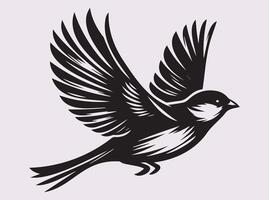 Flying Sparrow Outline Silhouette, Simple and Stunning Bird Artwork vector
