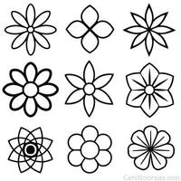 Simple Floral Icons Abstract Geometric Flower Shapes. vector