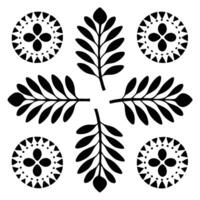 Stylish Black And White Leaf Pattern Art Design. vector