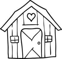 Simple Barn with Heart Pattern Black Line Art for Coloring Books and Crafts vector