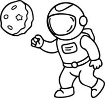Illustration of Astronaut with Moon for Coloring Books and Educational Materials vector