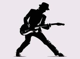 Silhouette of a Musician Engaged in Singing and Dancing vector
