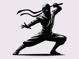 Dynamic Black Color Ninja Silhouette for Martial Arts and Stealth Action Enthusiasts vector