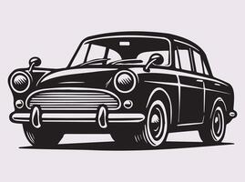 Retro Black Color Classic Car Silhouette for Automotive Art, Prints, and Design Projects vector
