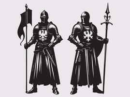 Epic Medieval Knight Silhouette for Armor Enthusiasts and Historical Combat Lovers vector
