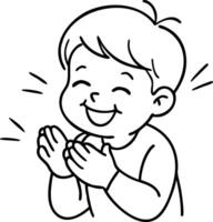 Happy Smiling Child Clapping Hands Illustration for Coloring Books vector