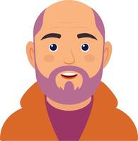 Smiling Bald Man with Beard in Orange Hoodie Illustration vector