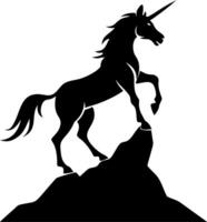 Majestic Unicorn Silhouette on Mountain Art for Fantasy Illustrations vector