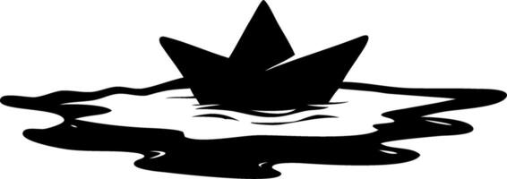 Silhouette Paper Boat Floating in Water Calm for Art Design and Crafts vector