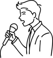 Illustration of Man Singing with Microphone for Music Theme vector