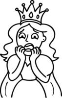 Princess in Distress Line Art Illustration for Coloring Books and Graphic Design vector