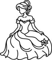 Elegant Princess Line Art for Coloring Books and Art Projects vector